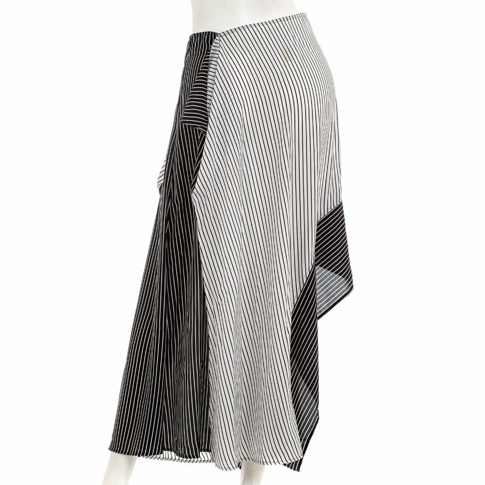New Robert Rodriguez asymmetric stripe crepe contrast panel high rise midi skirt - Picture 9 of 14